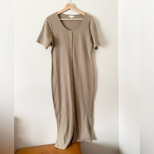 Roolee • Taupe Ribbed Midi Dress